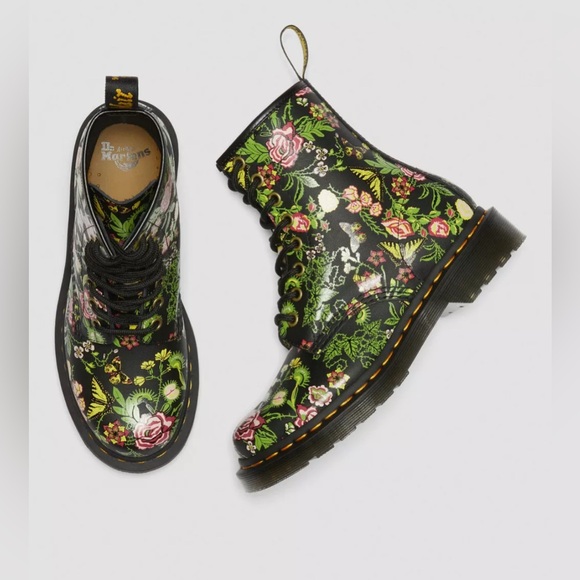 New Dr Martens 1460 WOMEN'S FLORAL BLOOM LEATHER LACE UP BOOTS Size 7 - Picture 6 of 9